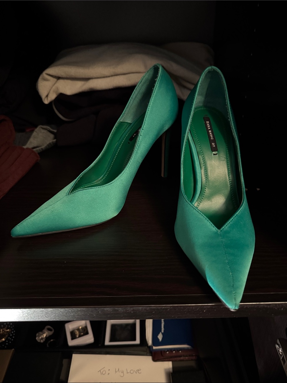 Zara Emerald Green Pointed Toe Stiletto Pumps